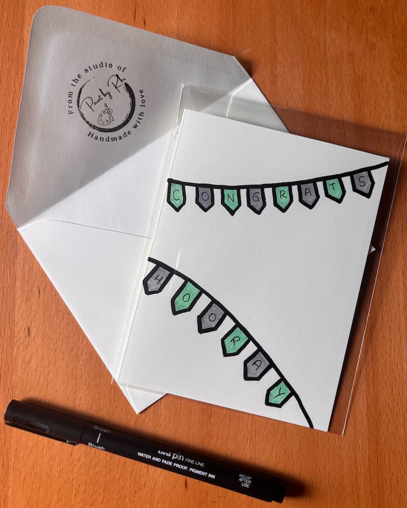 Congrats card styled with envelope