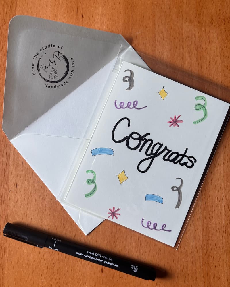 Congrats card styled with envelope