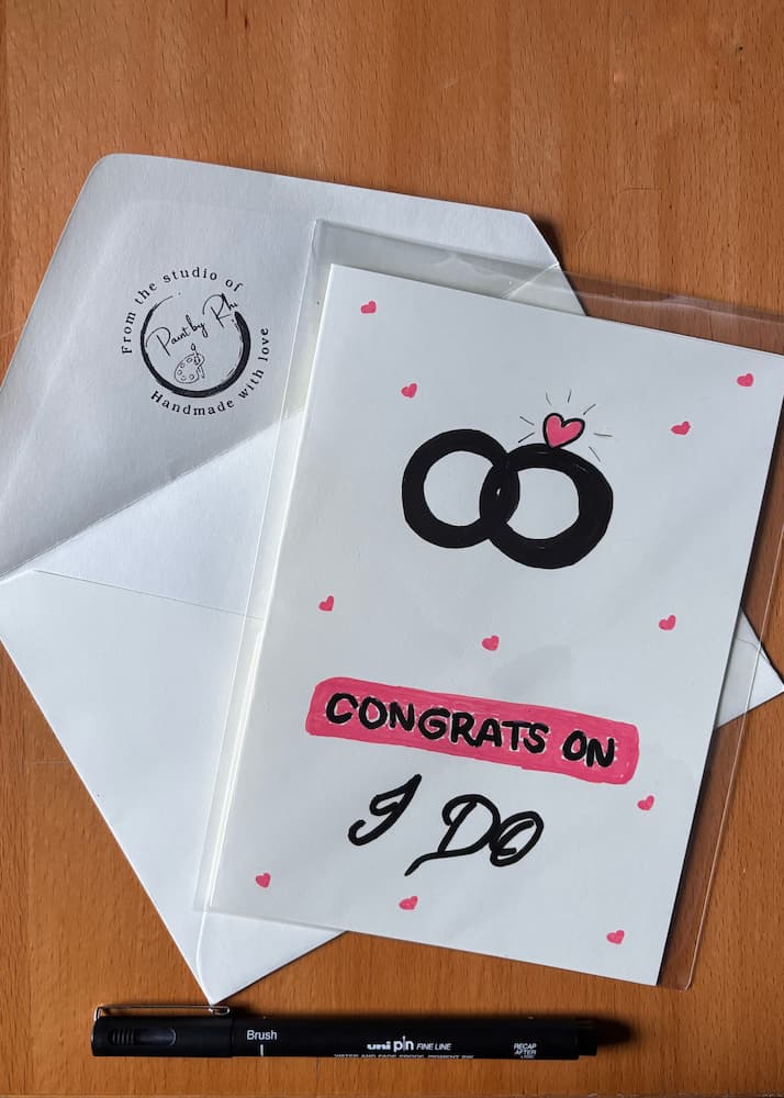 Engagement card styled with envelope