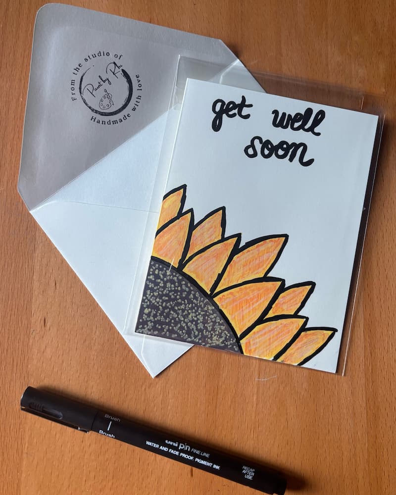 Get Well Soon card styled with envelope