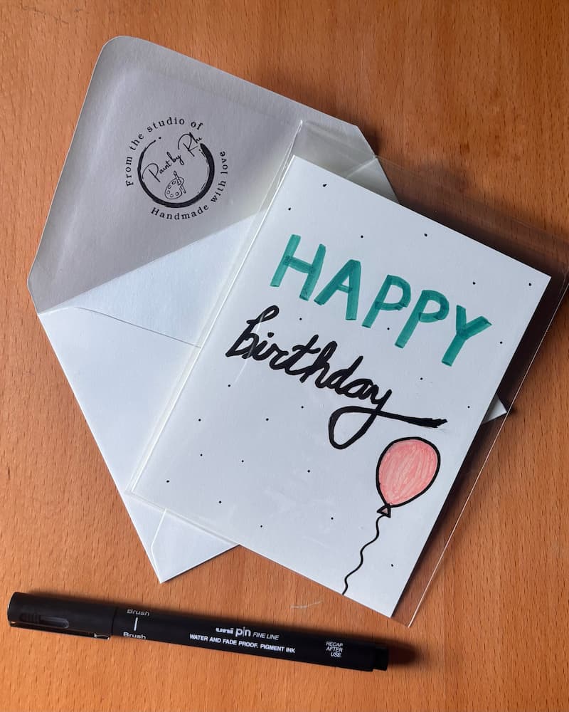 Happy Birthday card styled with envelope