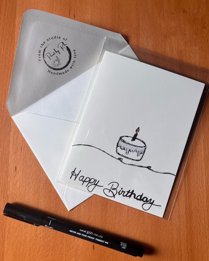 Happy Birthday card styled with envelope
