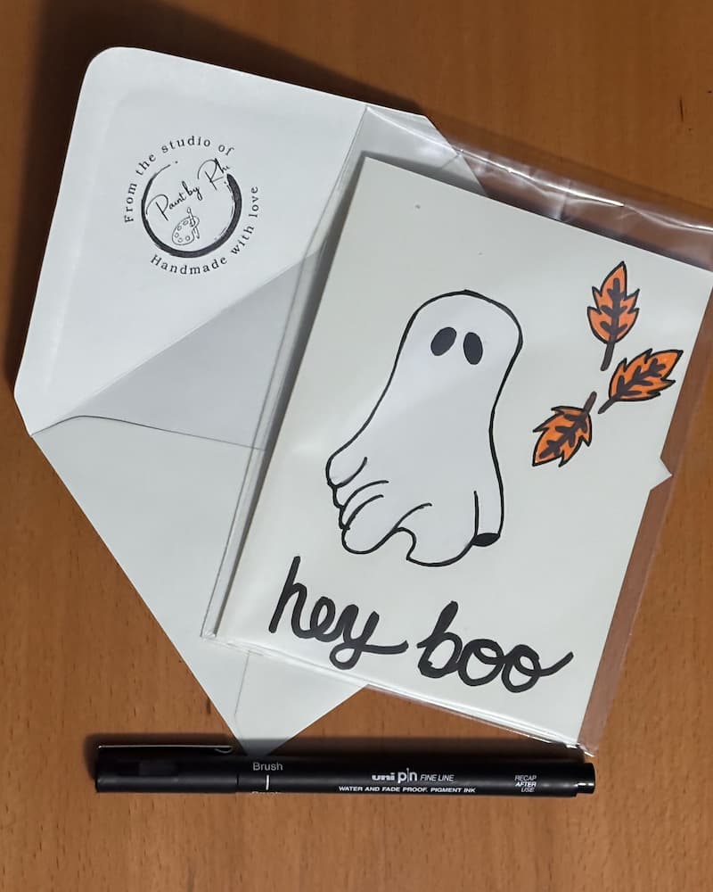 Spooky Vibes Halloween card styled with envelope