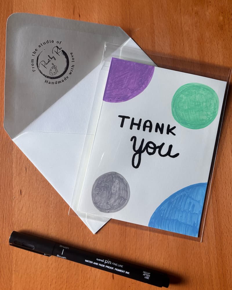 Thank You card styled with envelope