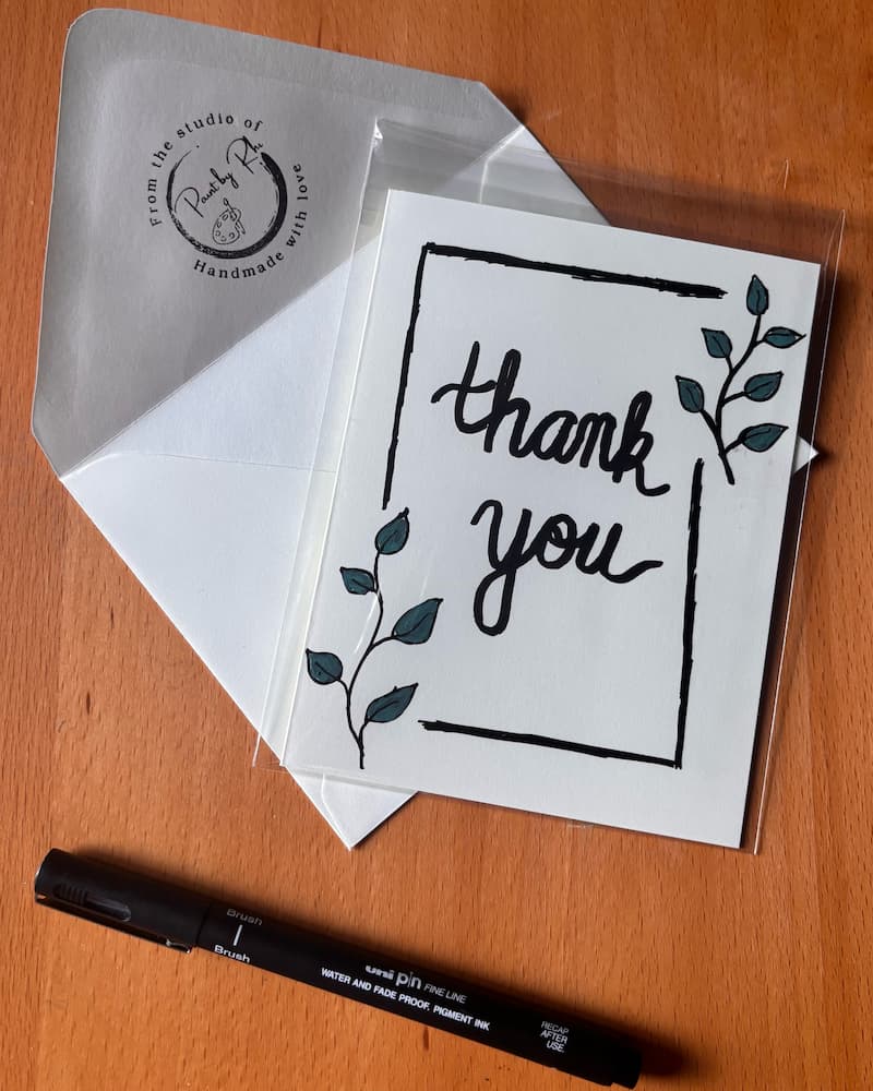 Thank You card styled with envelope