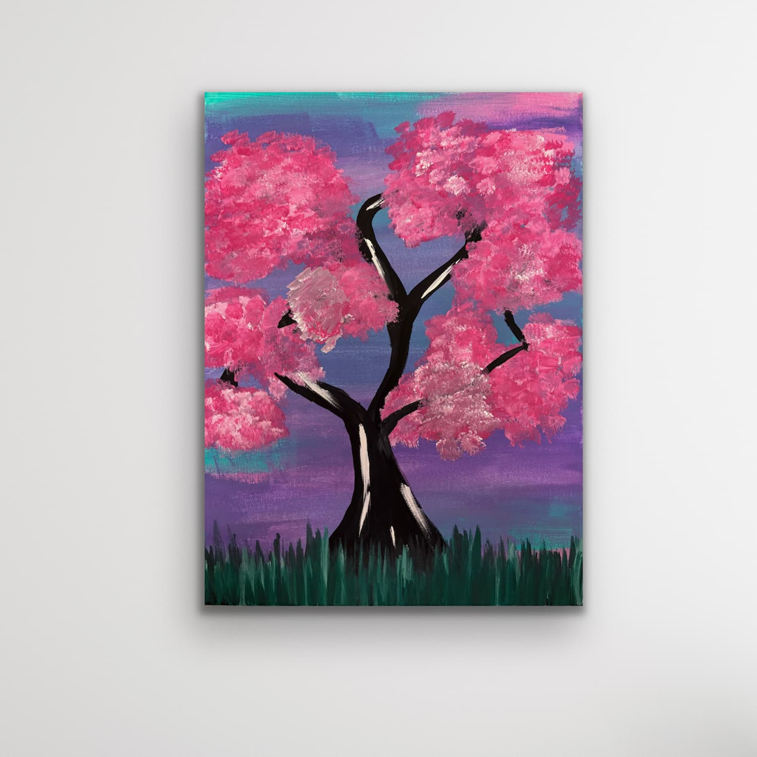 Heart Tree with Cherry Blossoms painting shown on a clean white background