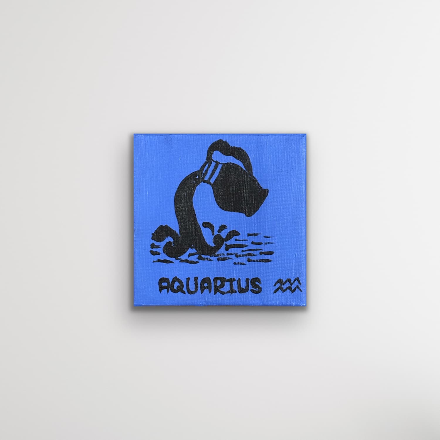 Zodiac of Aquarius mini painting shown on a clean white background