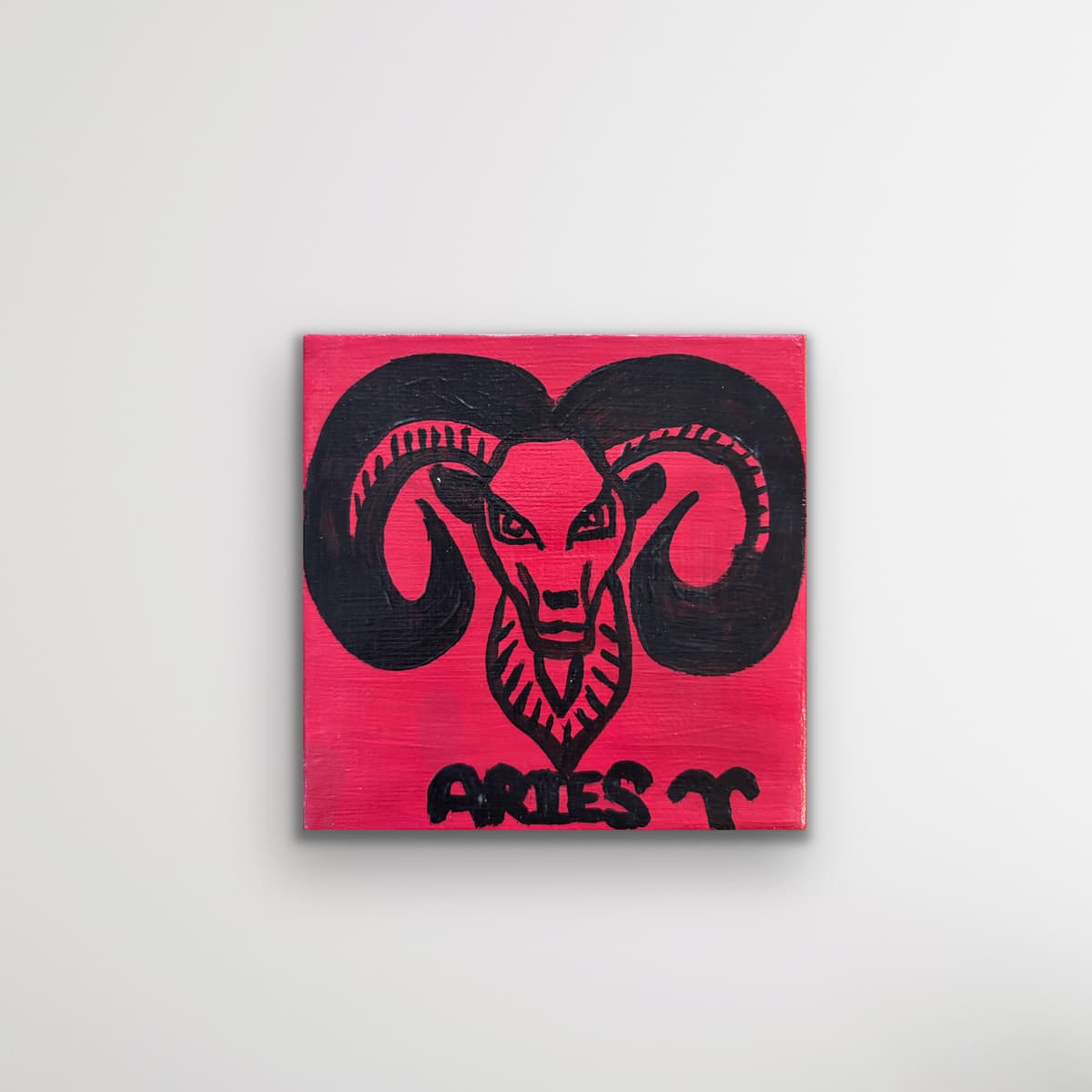 Zodiac of Aries mini painting shown on a clean white background