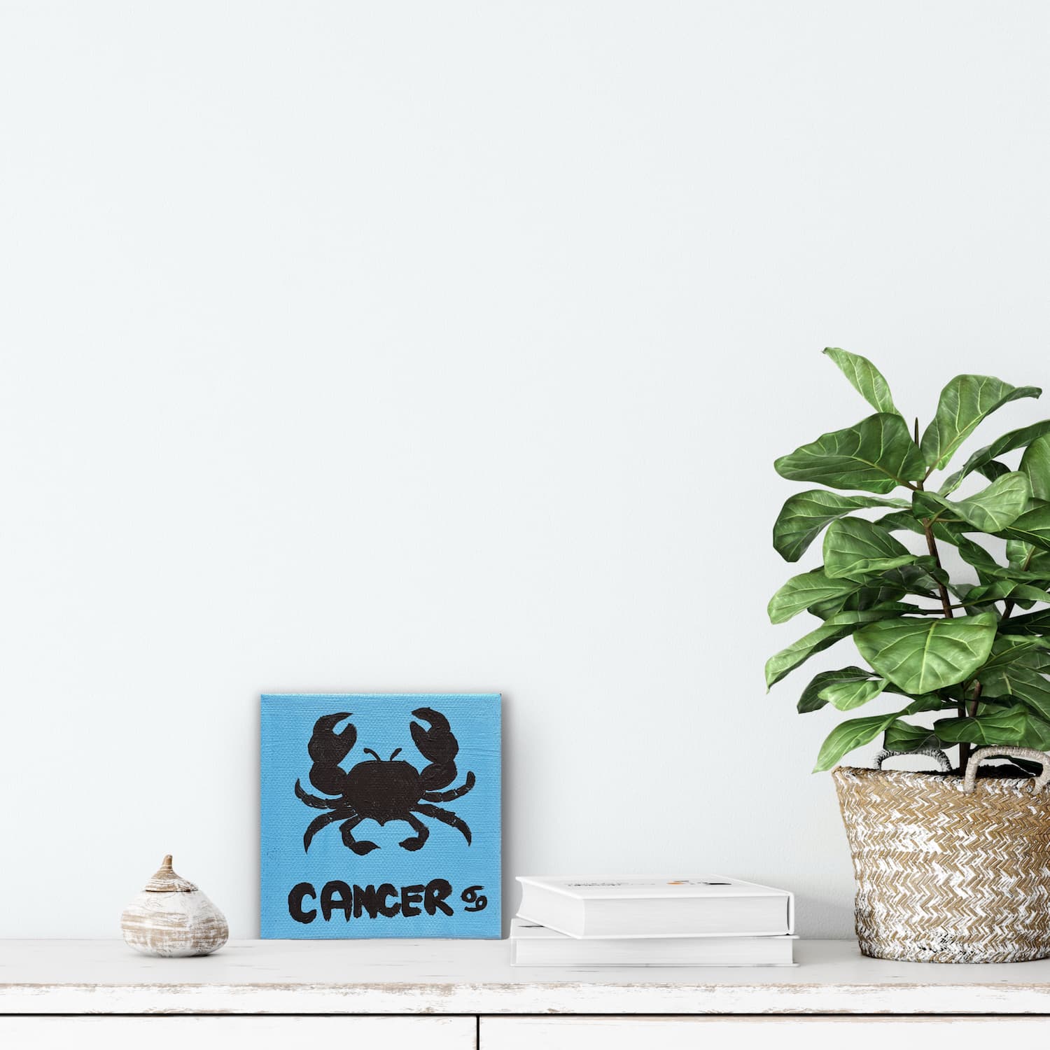 Zodiac of Cancer mini painting shown mocked up on a wall