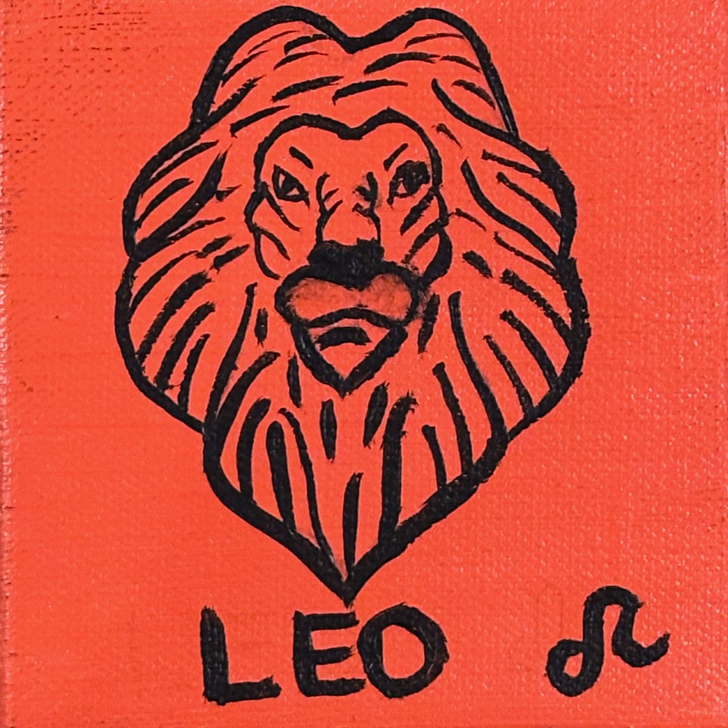 Mini acrylic canvas painted with a Leo zodiac design, part of the Zodiac Collection