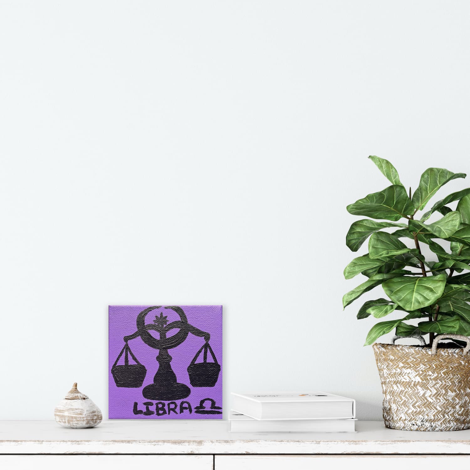 Zodiac of Libra mini painting shown mocked up on a wall