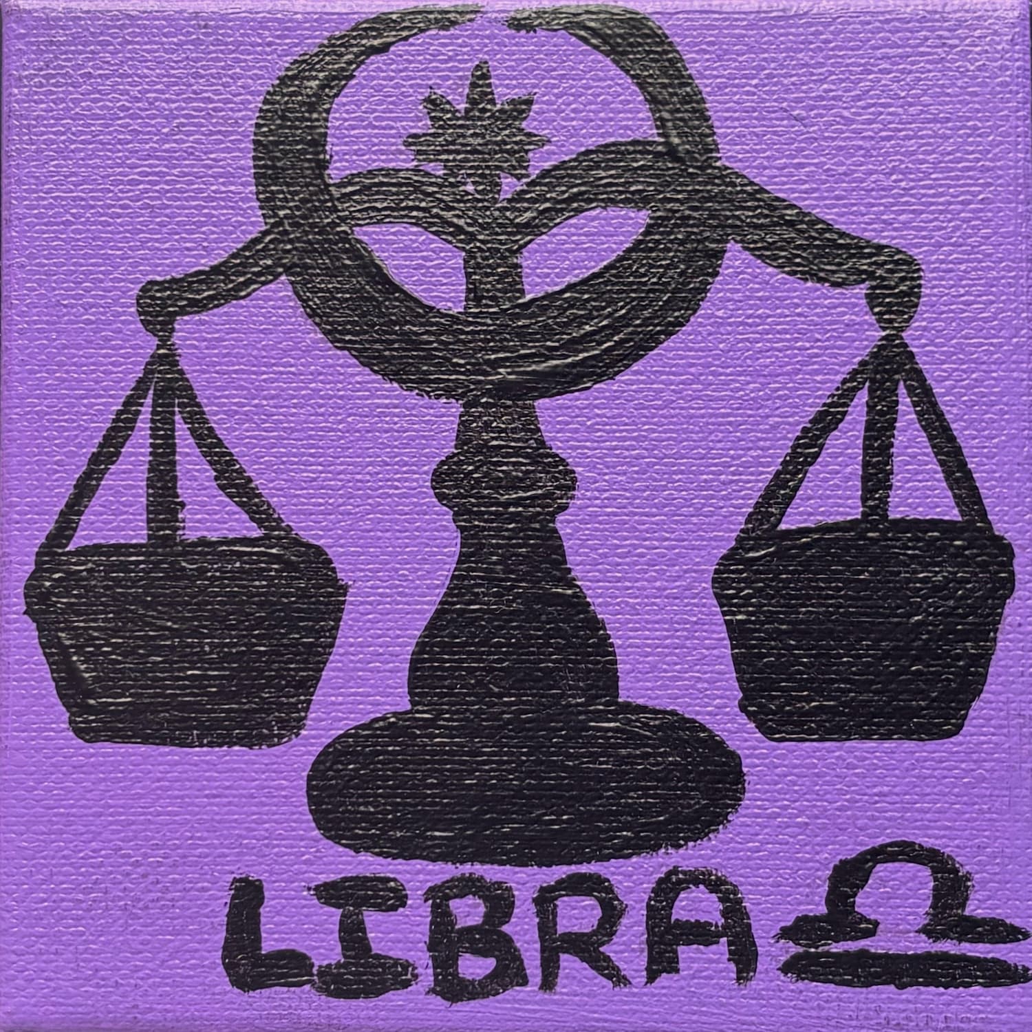 Mini acrylic canvas painted with a Libra zodiac design, part of the Zodiac Collection