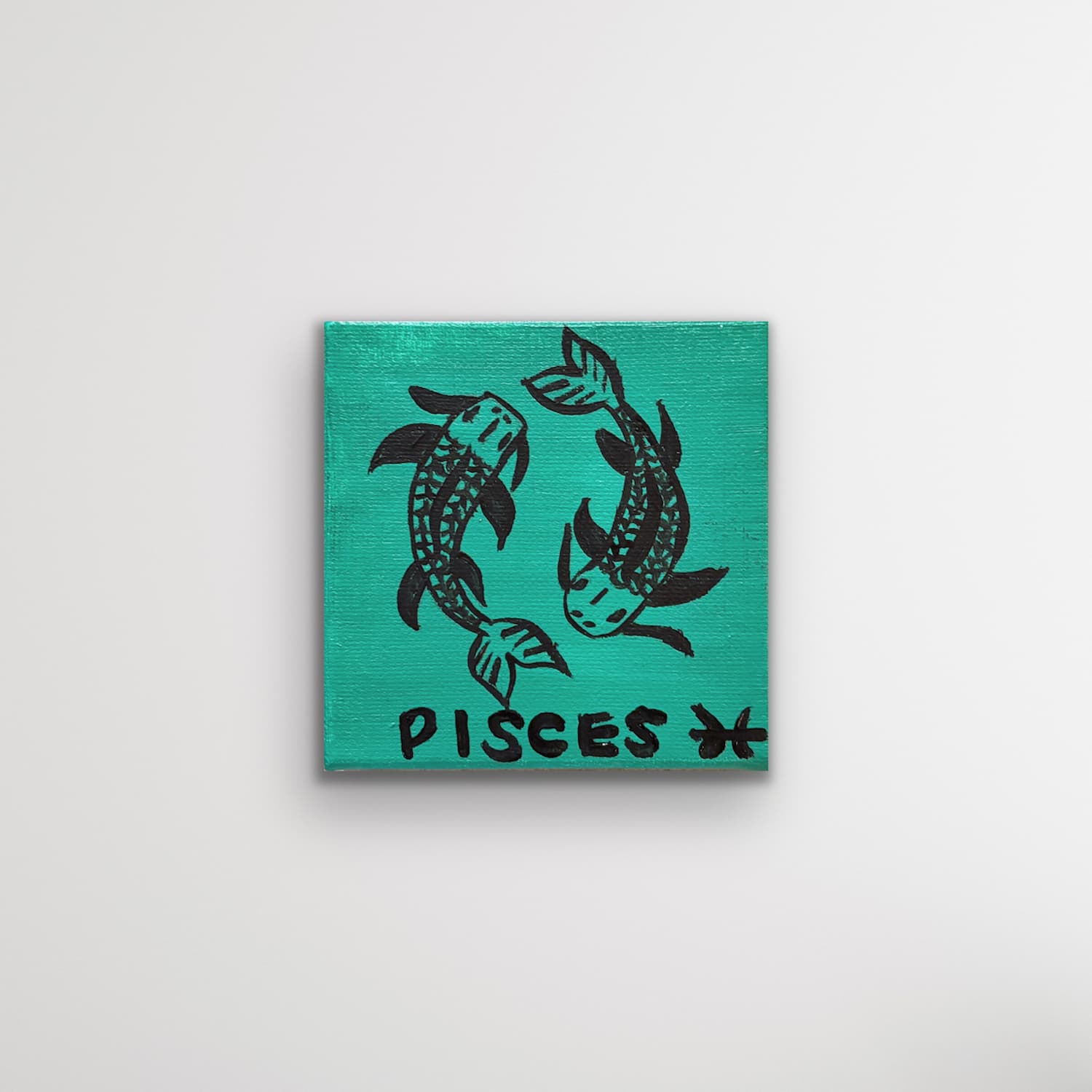 Zodiac of Pisces mini painting shown on a clean white background