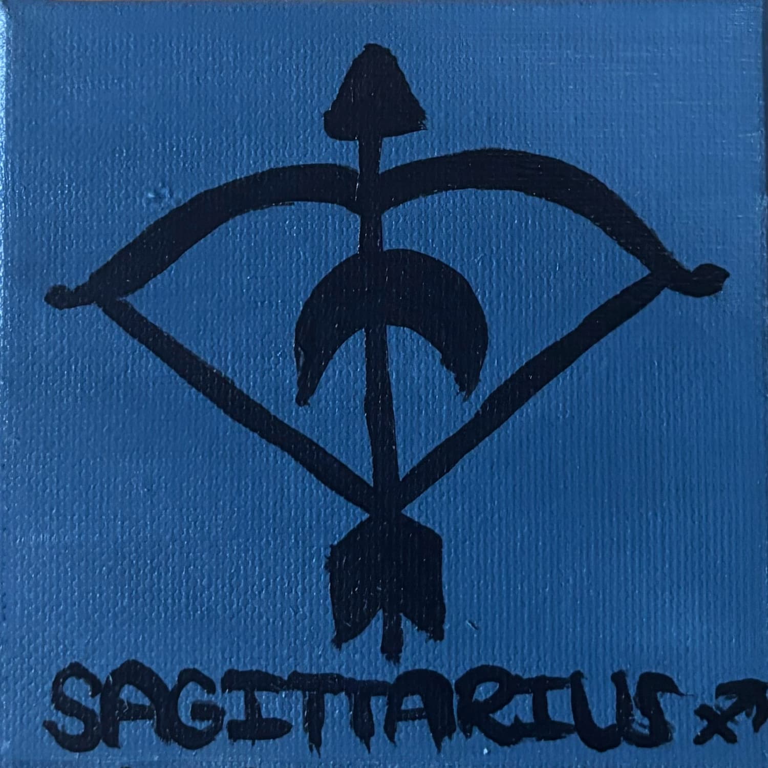 Mini acrylic canvas painted with a Sagittarius zodiac design, part of the Zodiac Collection