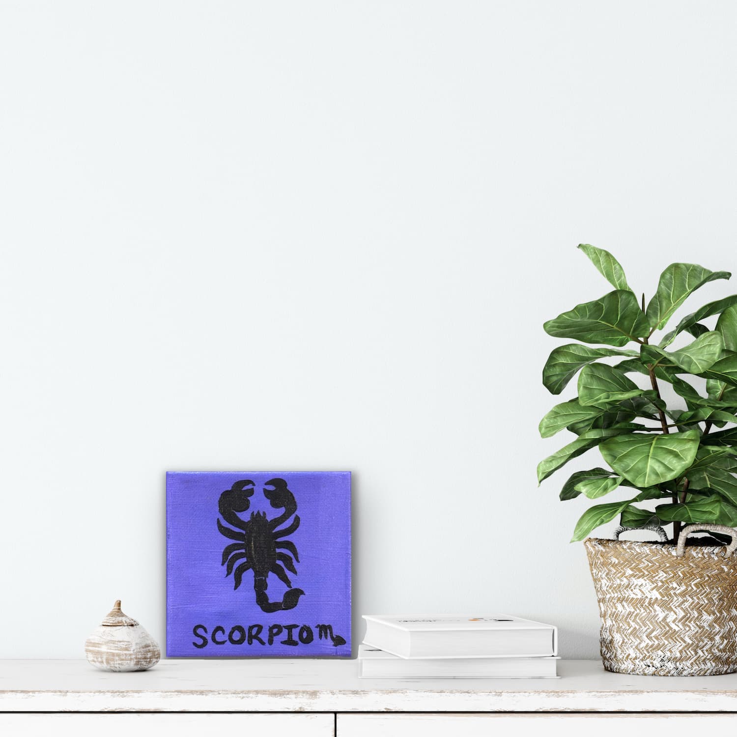 Zodiac of Scorpio mini painting shown mocked up on a wall