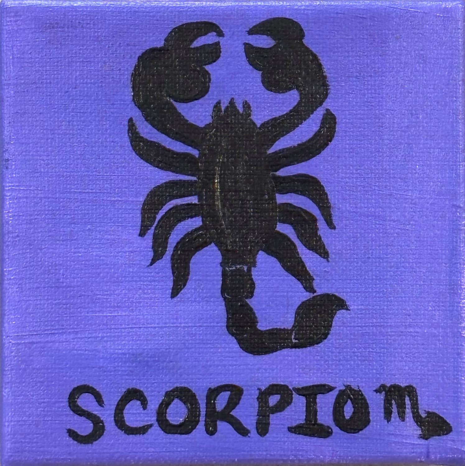 Mini acrylic canvas painted with a Scorpio zodiac design, part of the Zodiac Collection
