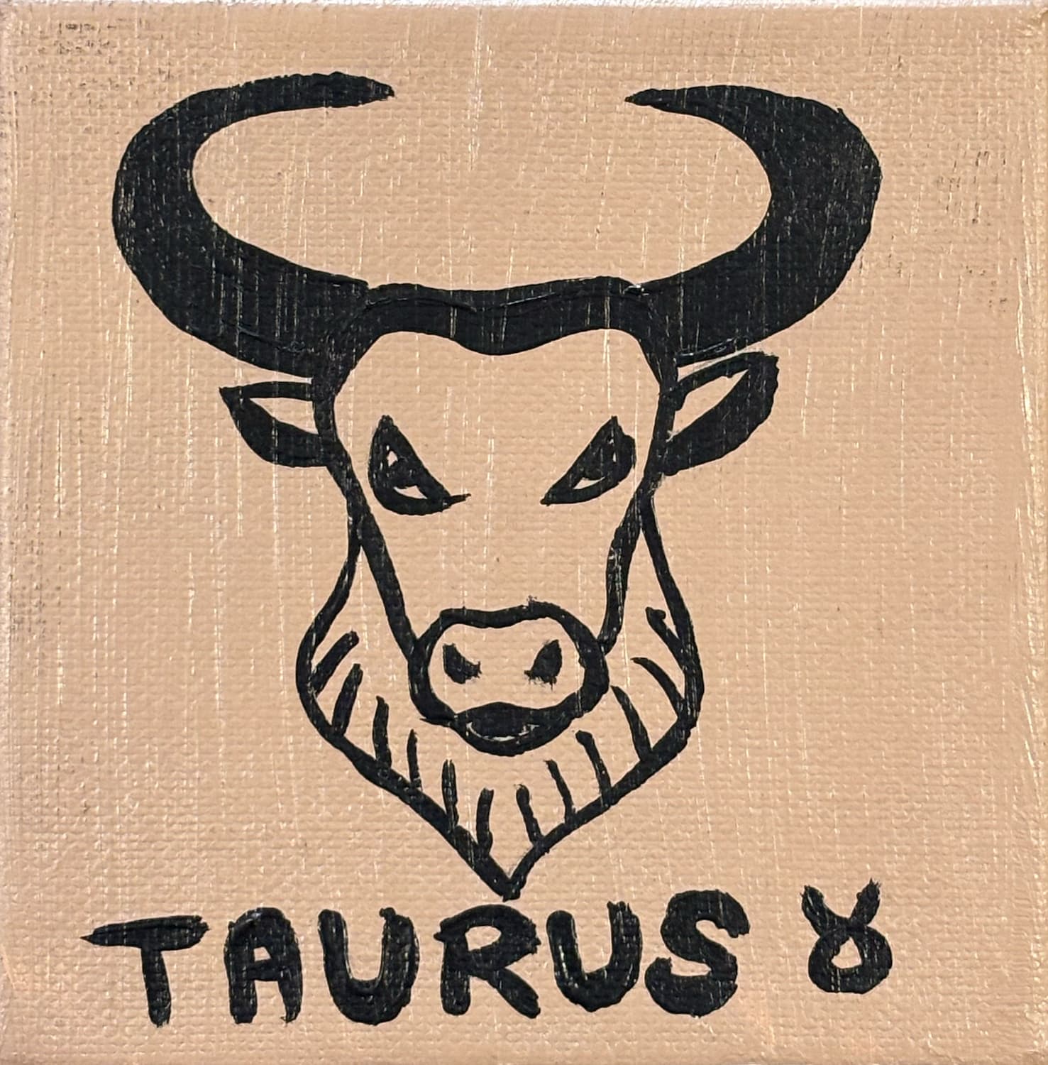 Mini acrylic canvas painted with a Taurus zodiac design, part of the Zodiac Collection