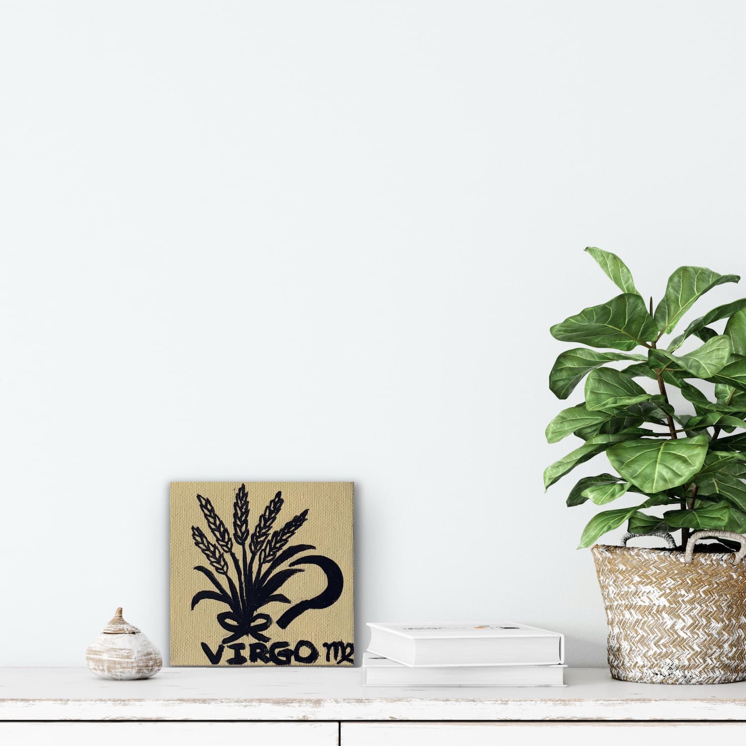 Zodiac of Virgo mini painting shown mocked up on a wall
